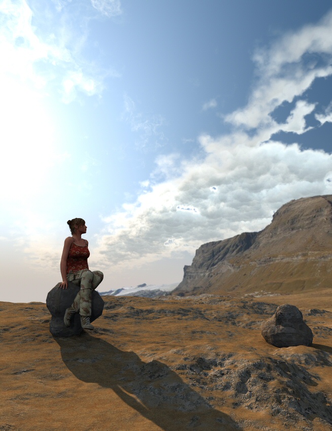 Vicky contemplates Horo's HDRI backdrop