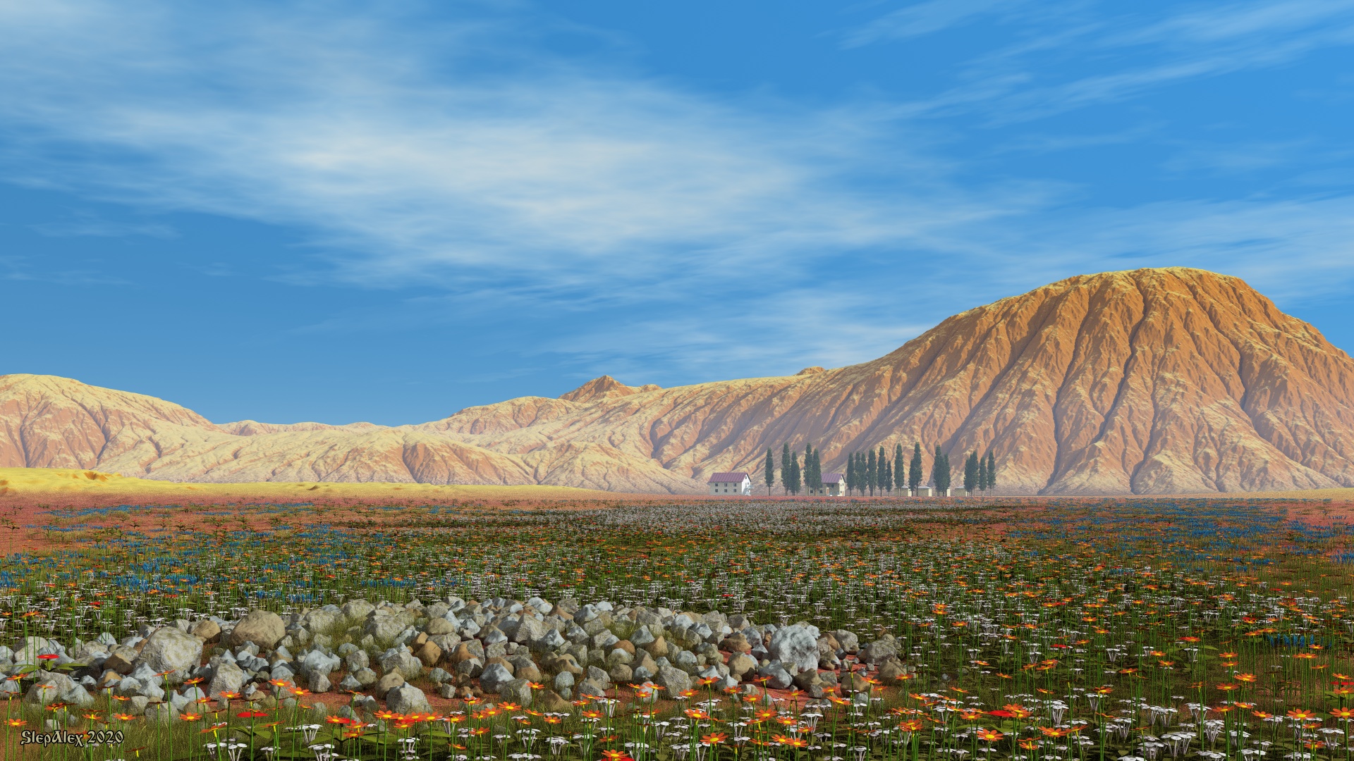 Kazakh steppe in the spring