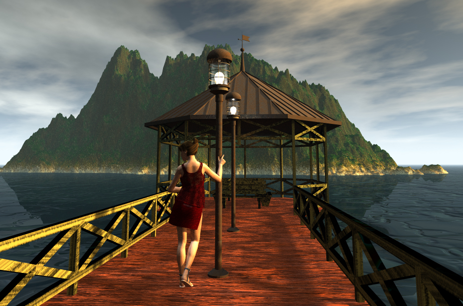 pontile al tramonto
