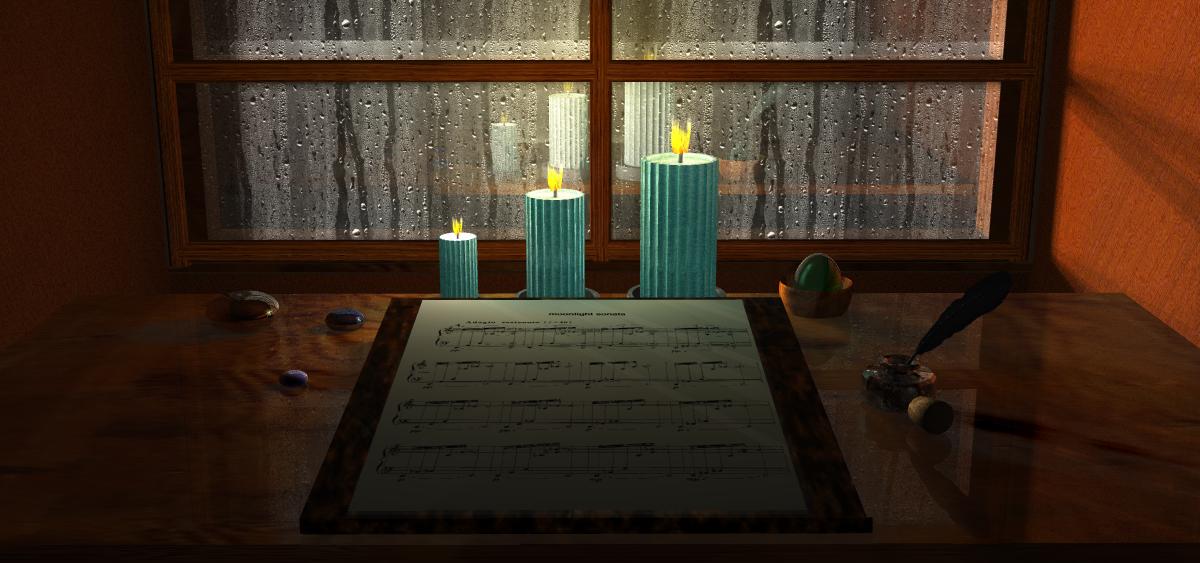 Three candles by a window 01