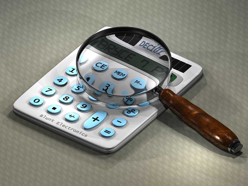 Calculator and Magnifying Glass.