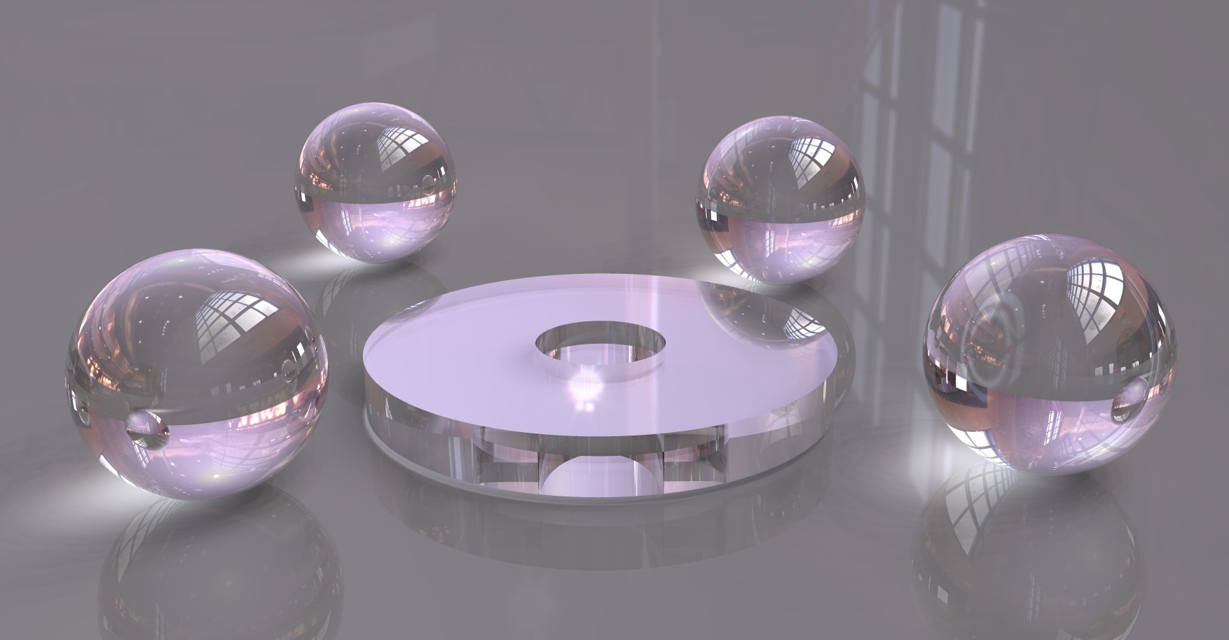 Esferas y disco de cristal