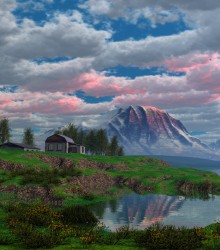 At the foot of the mountains