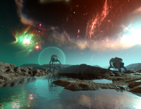 Nebula over an alien landscape