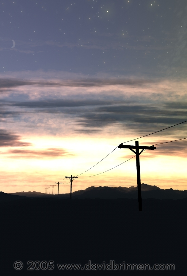 Sunset and telegraph poles...