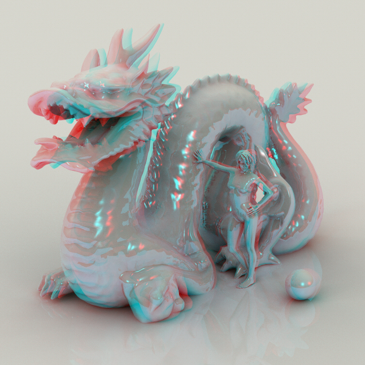 Anaglyph test with the Stanford dragon