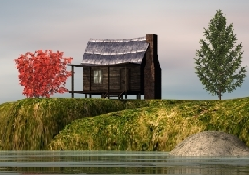 cabin on the lake